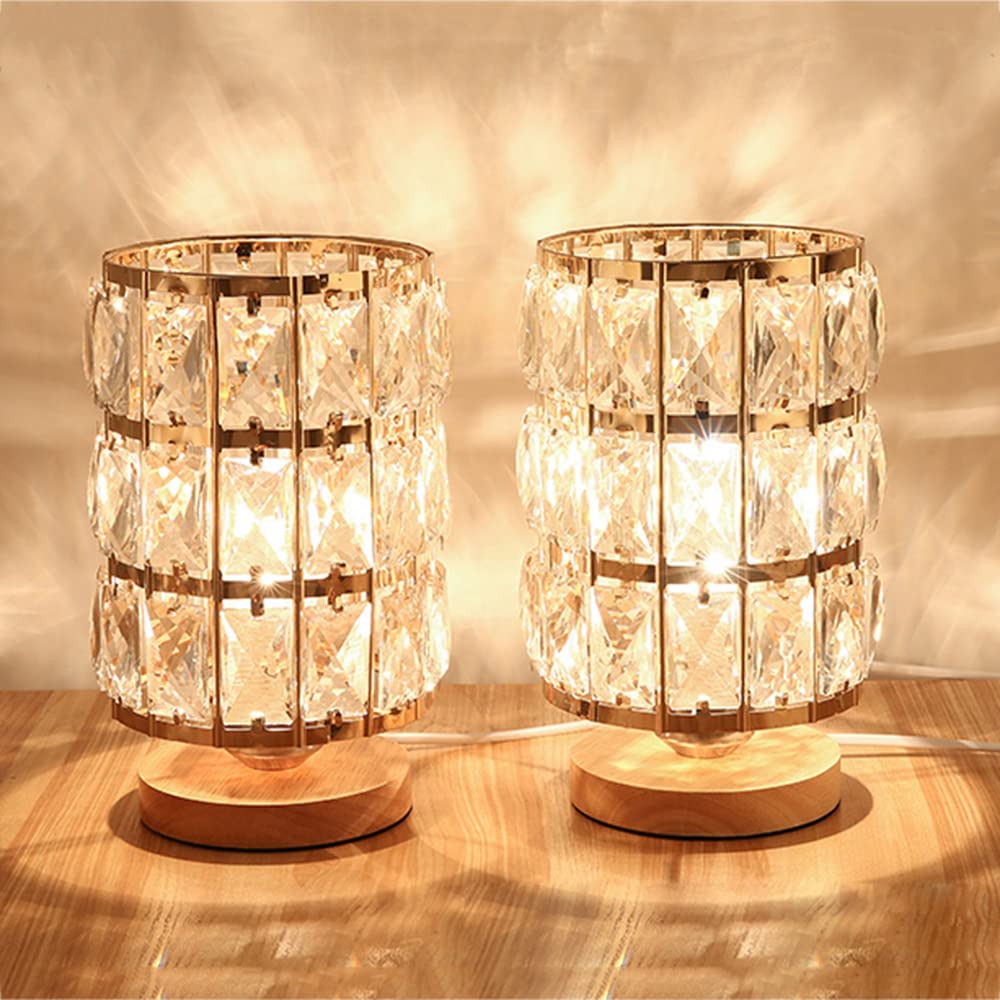 Mengjay Lampe de table moderne en métal et en verre, lampe de bureau de lampe de chevet en cristal, lampe de table E27, pour chambre à coucher Lecture de studio, idéal pour dans le salon, chambre.