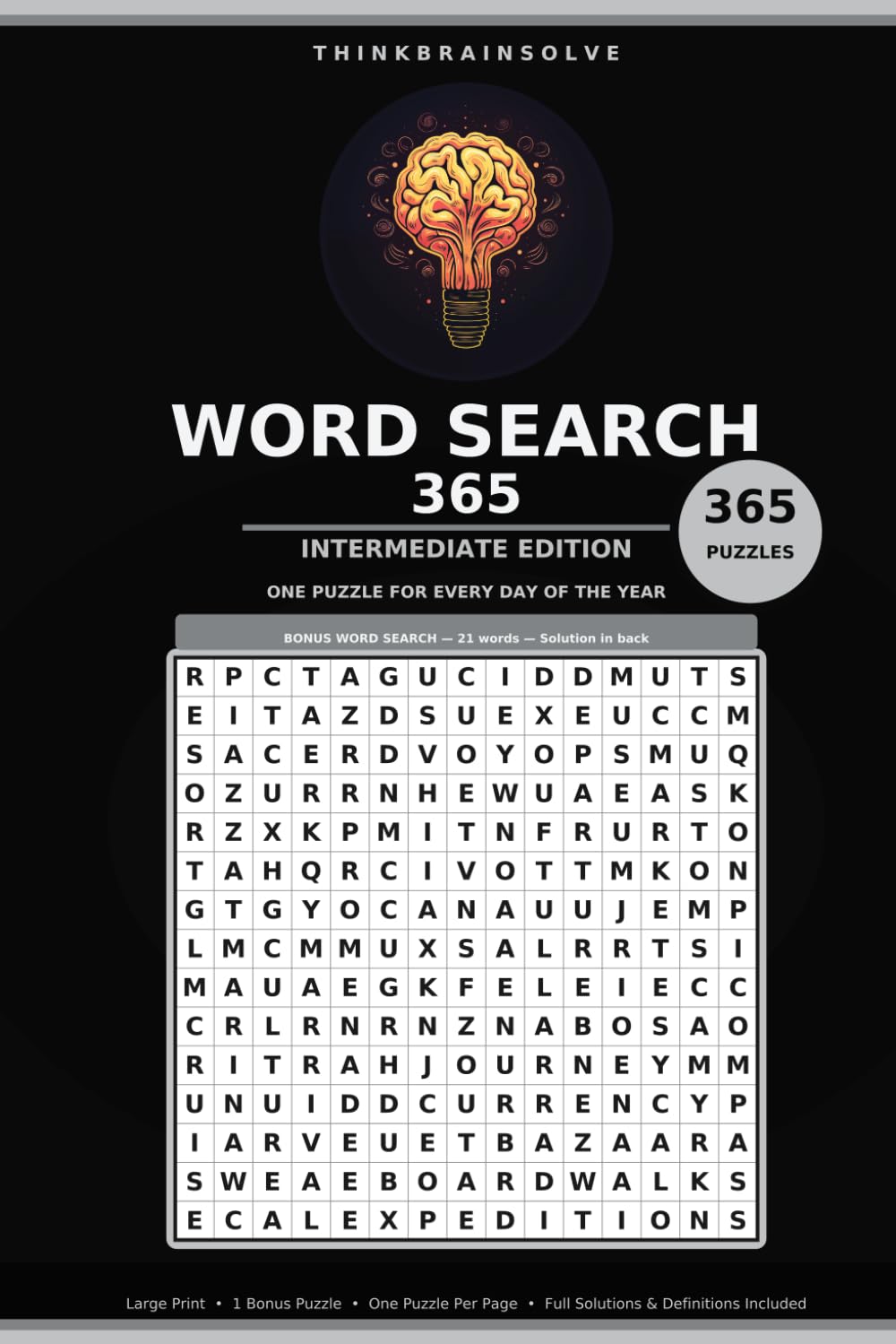 Word Search 365: Intermediate Edition: 365 Themed Word Search Puzzles for Adults — Diagonal Grids, One Puzzle a Day, with Full Solutions and Word Definitions