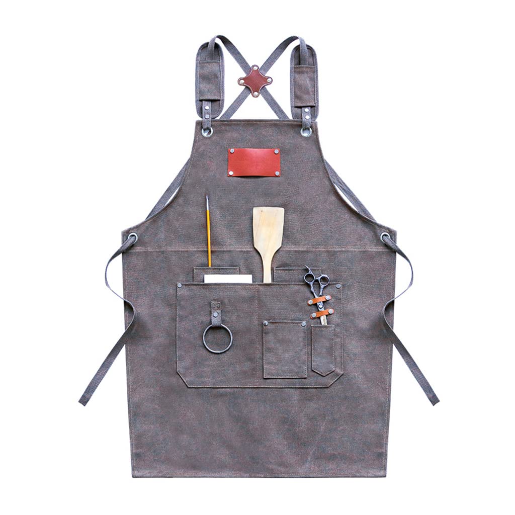 Delantales, Delantales de chef lona for hombre y mujer con bolsillos grandes correas ajustables