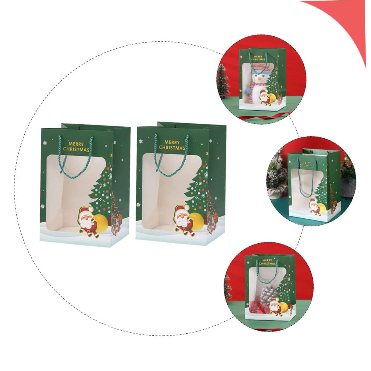 Beavorty 6 Pz Borsa natalizia il sacchetti borse rosse confezioni natalizie confezioni natale contenitori di caramelle natalizie sacchetto di natale di carta