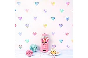Watercolor Hearts Wall Decals: Peel and Stick Heart Wallpaper for Livening Up...