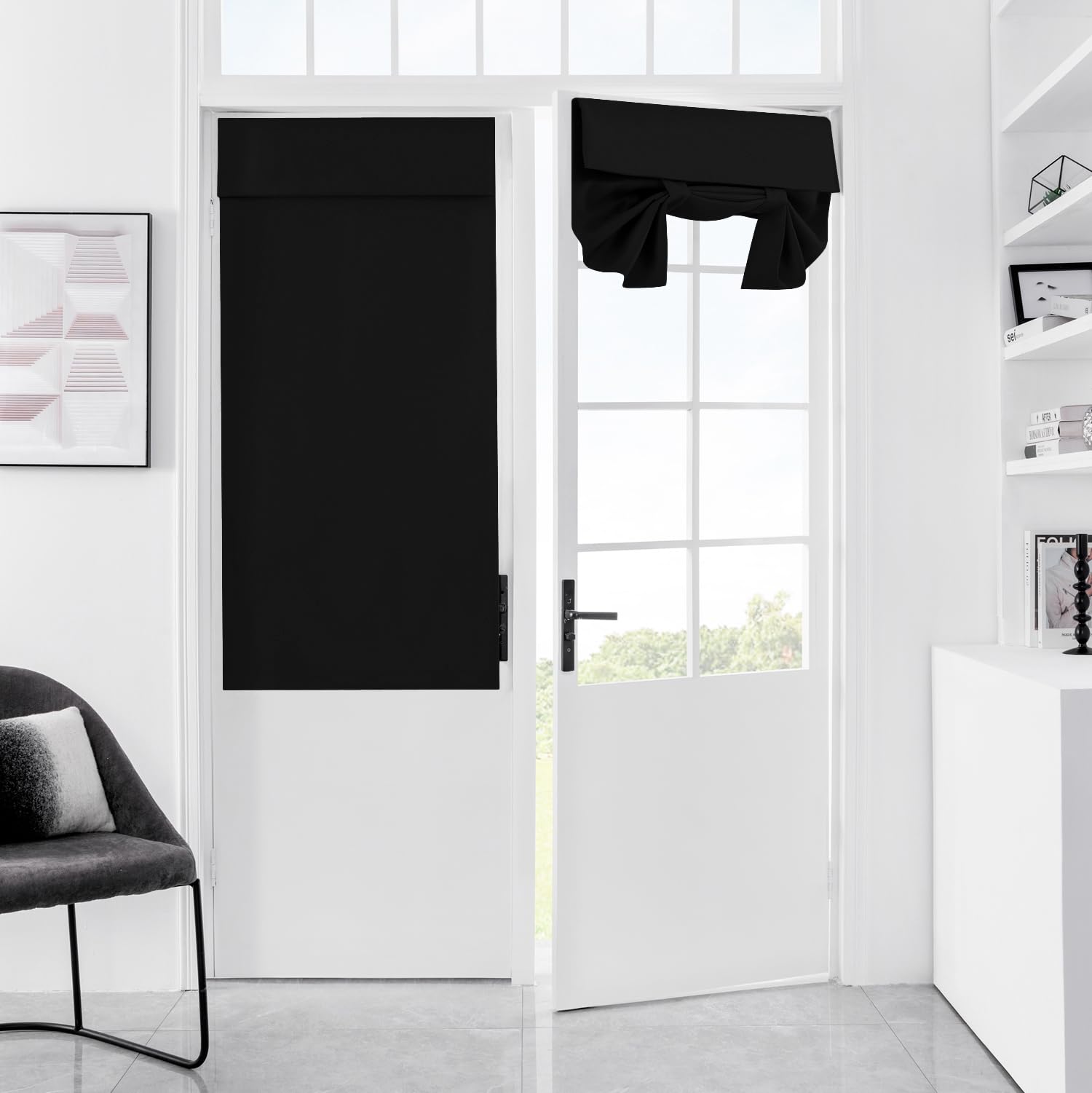 Mecodeco Blackout Curtains - Elegant French Door Panels for Privacy, Easy Install, Room Darkening
