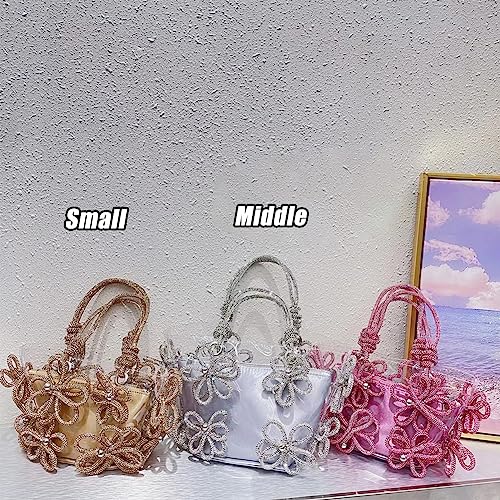 Image of Clear Rhinestone Handbag for Women Crystal Evening Purses with Handle Glitter Handbag for Wedding Party Prom