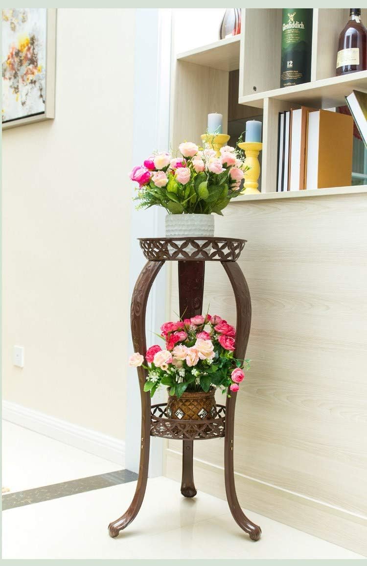 32" Plant Stand Metal Flower Pot Holder , 2 Tier Garden Decoration Display Patio Standing Plant Flower Pot Rack Display Shelf for Garden Office Indoor Outdoor Black