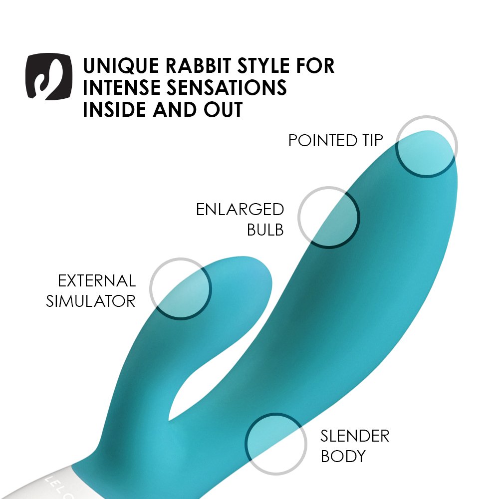 LELO INA Wave Vibratore Rabbit, Ocean Blu, Vibratore doppia stimolazione (Punto G e Clitoride) e movimento Wave – Silenzioso, 10 modi