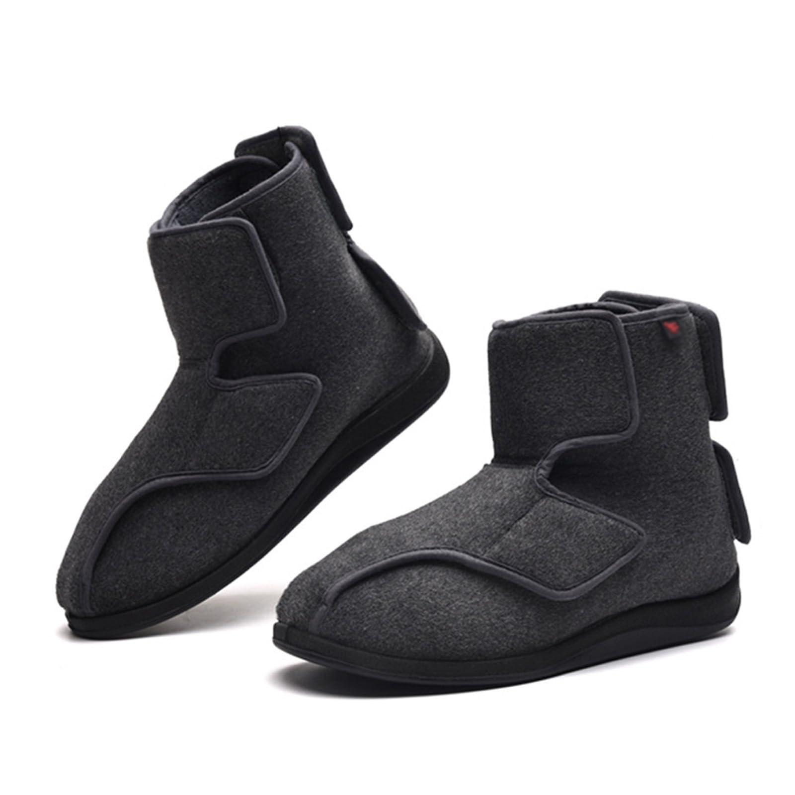 Stylowe buty dla diabetyków dla kobiet i mężczyzn, regulowane buty domowe na opuchnięte stopy, wygodne obuwie dla seniorów, dla taty, męża, dziadka (Dark Grey US Men 9.5)