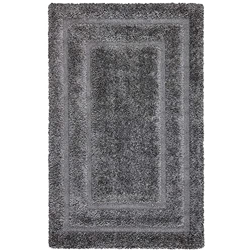 Image of Naze Modern Geometric Area Rug, Shag Texture, Multi-Colour Pattern DGN with Extra Softness and Smooth, Silky Feel, for Living Room Carpet, Etc.clr-DGN (GERAY),1, Size 2x5 feet