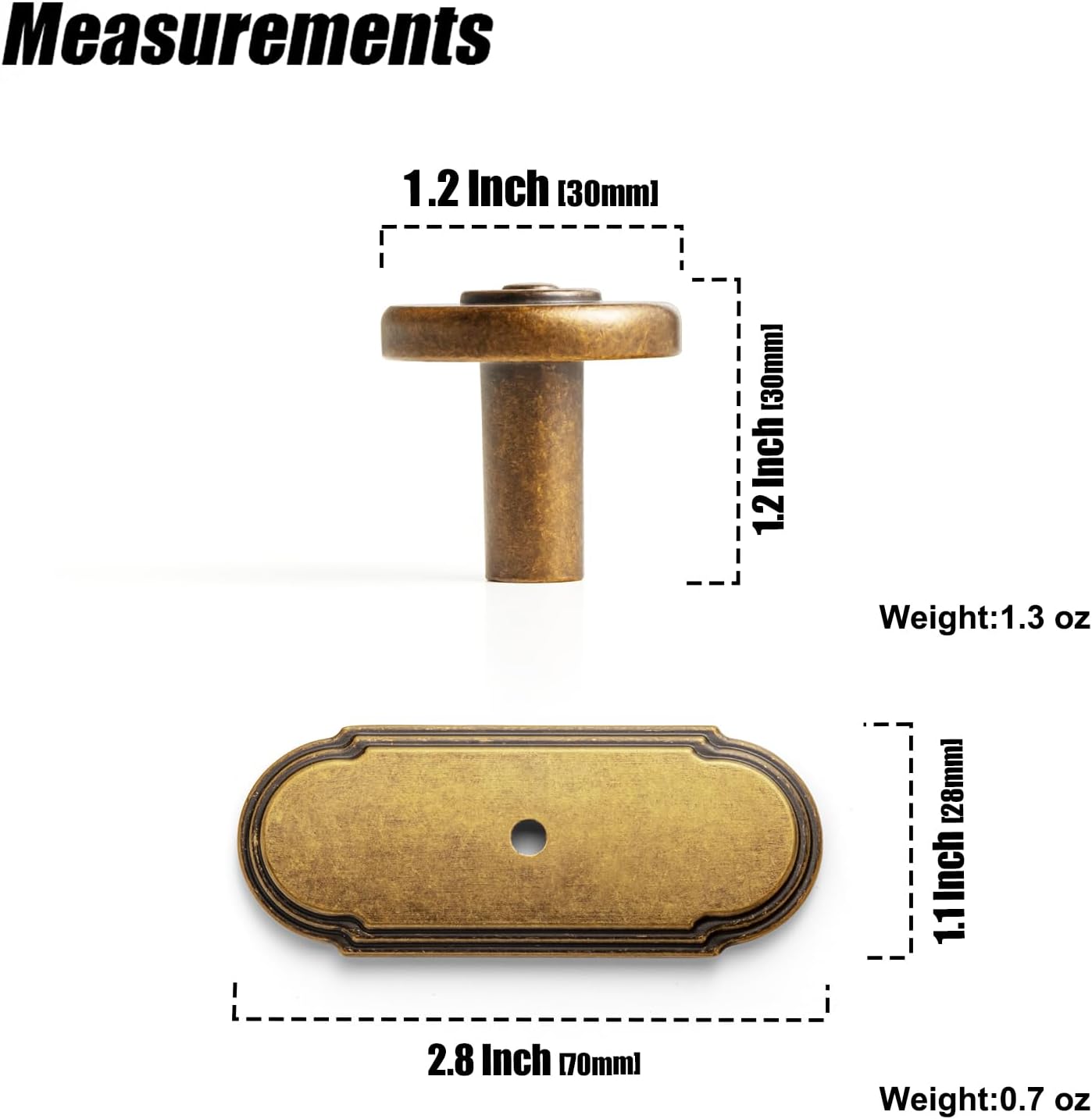 6 Pack Antique Brass Cabinet Knobs with Backplate, Vintage Orbit Rim Back Plate Drawer Pulls, Solid Zinc Alloy Decorative Hardware for Dresser, Wardrobe, Kitchen Cupboard 2501GT-G014