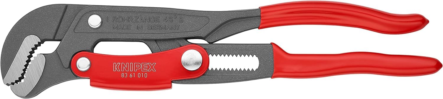 Knipex Clé serre-tubes en S avec réglage rapide à revêtement poudre gris gainées en plastique 330 mm, 83 61 010