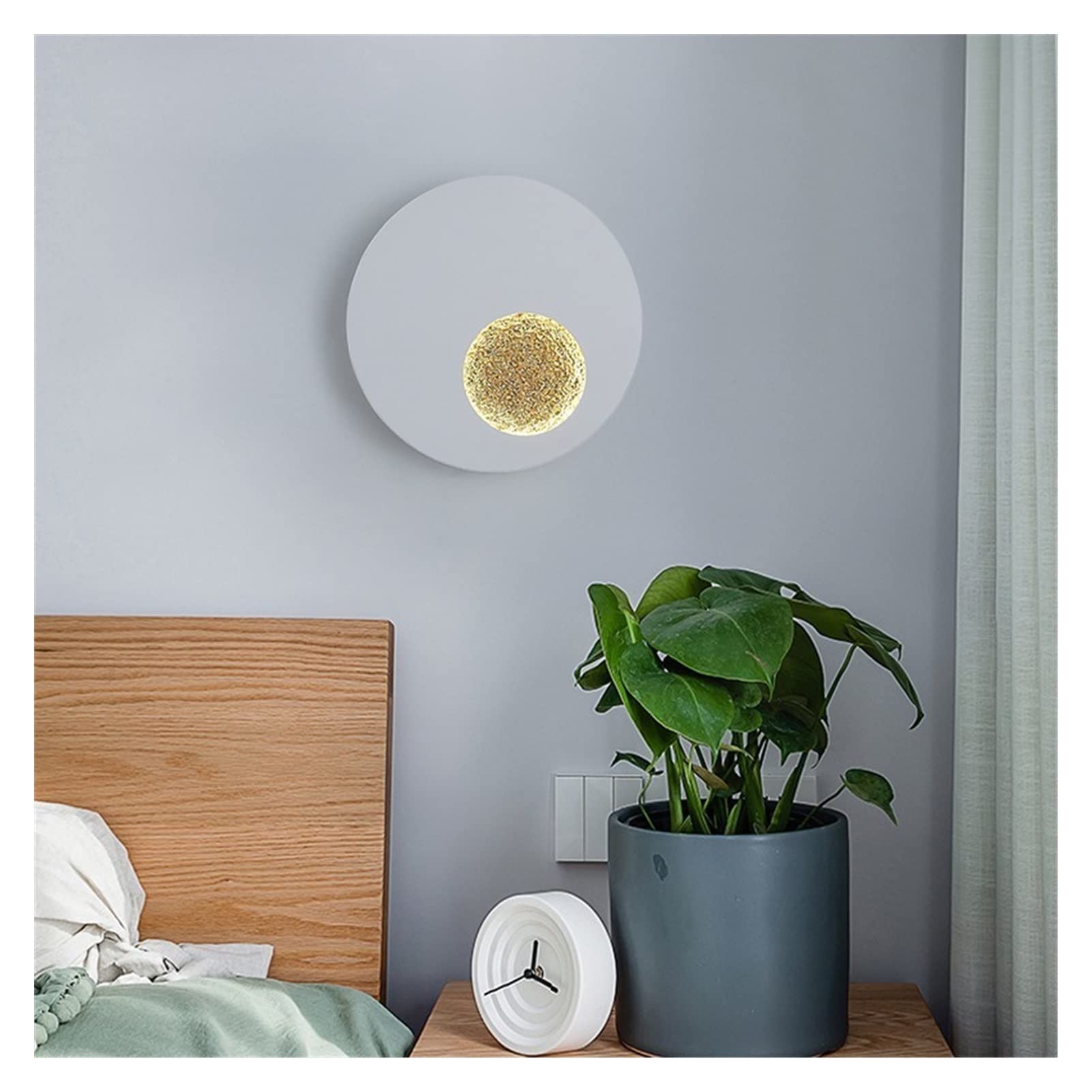 VDOQTLJT Wall lamp Modern LED Lights Compatible with Bedside Corridor Lighting White Black Grey - Earth Sconce Lamp Chandelier(Bianco,WarmWhite (27003500K))