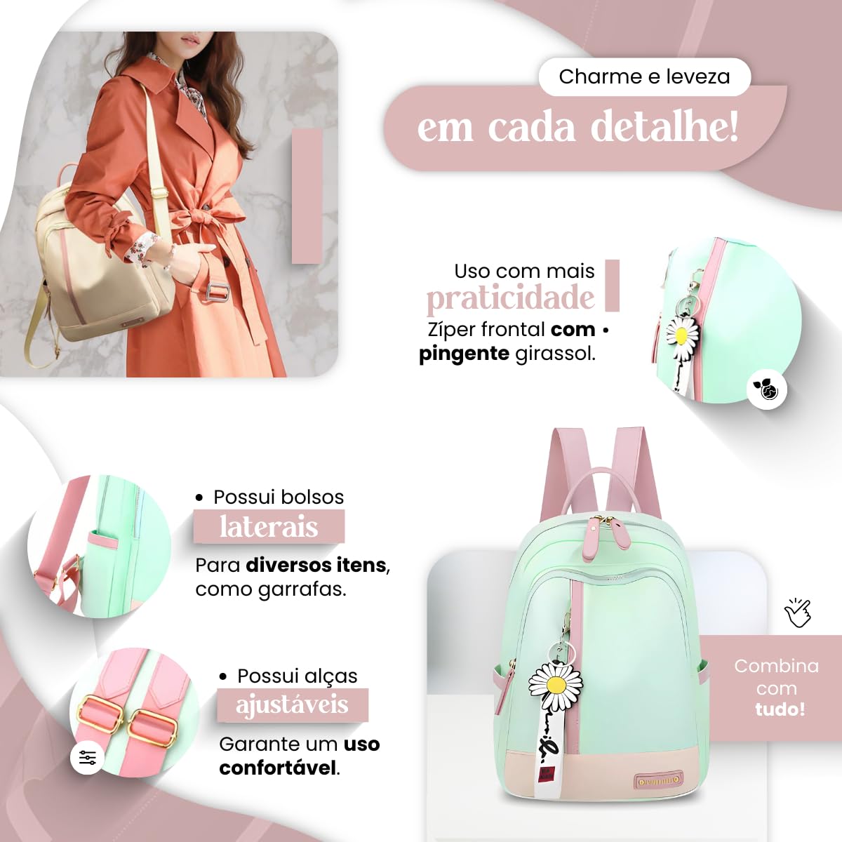 Mochila Feminina Escolar Trabalho Reforçada Bolsa Mulher Passeio Ajustável em promoção! Veja a oferta e mais achadinhos de Bolsas 3 Hoje é o melhor dia para comprar Mochila Feminina Escolar Trabalho Reforçada Bolsa Mulher Passeio Ajustável com aquele preço maroto! Promoção! Aproveite a oferta! 3