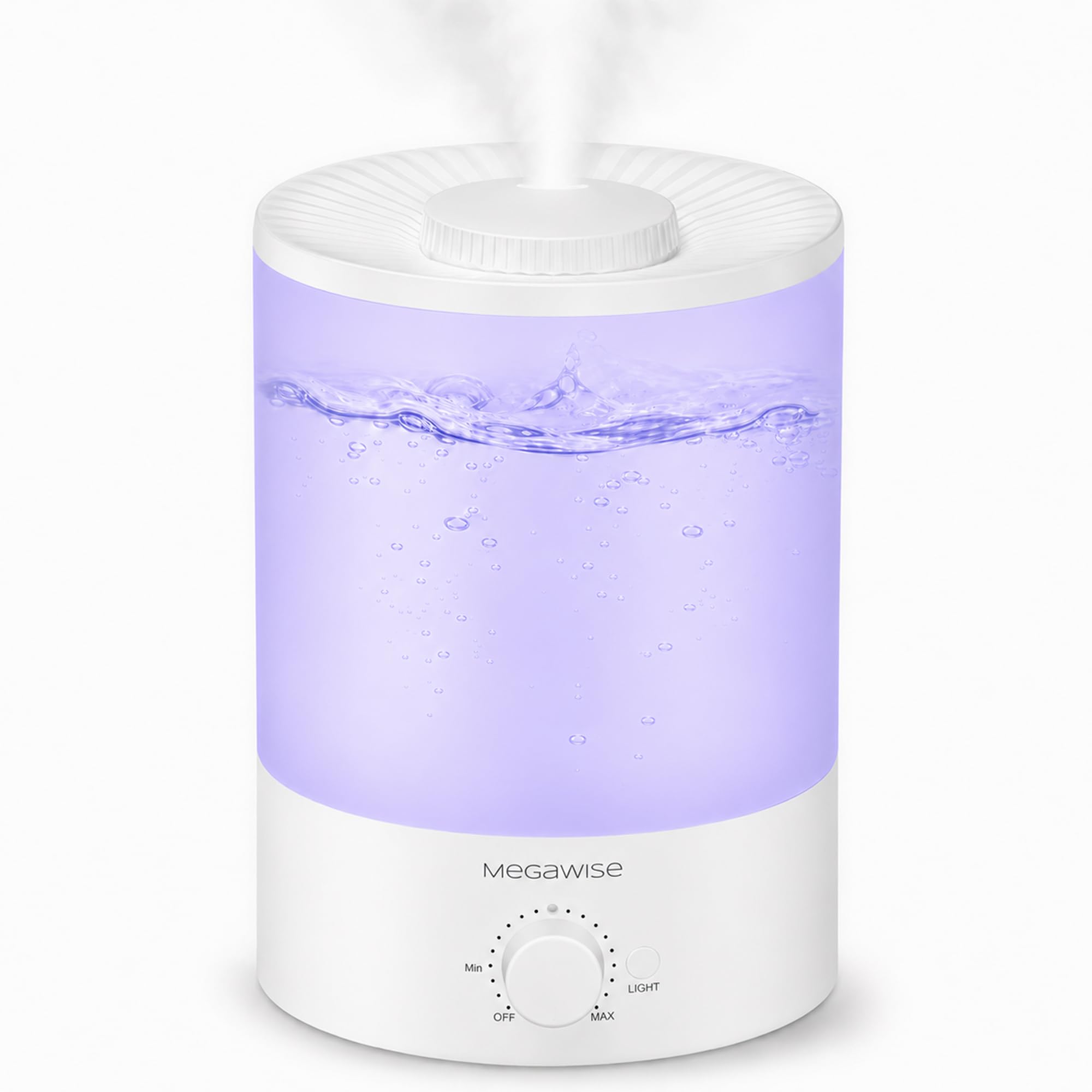 Umidificatore a nebbia fredda MegaWise da 3,5 l per camera da letto, vaporizzatore d'aria a ultrasuoni da 24 dB con filtro ad acqua per neonati, luce notturna colorata, diffusore di oli essenziali