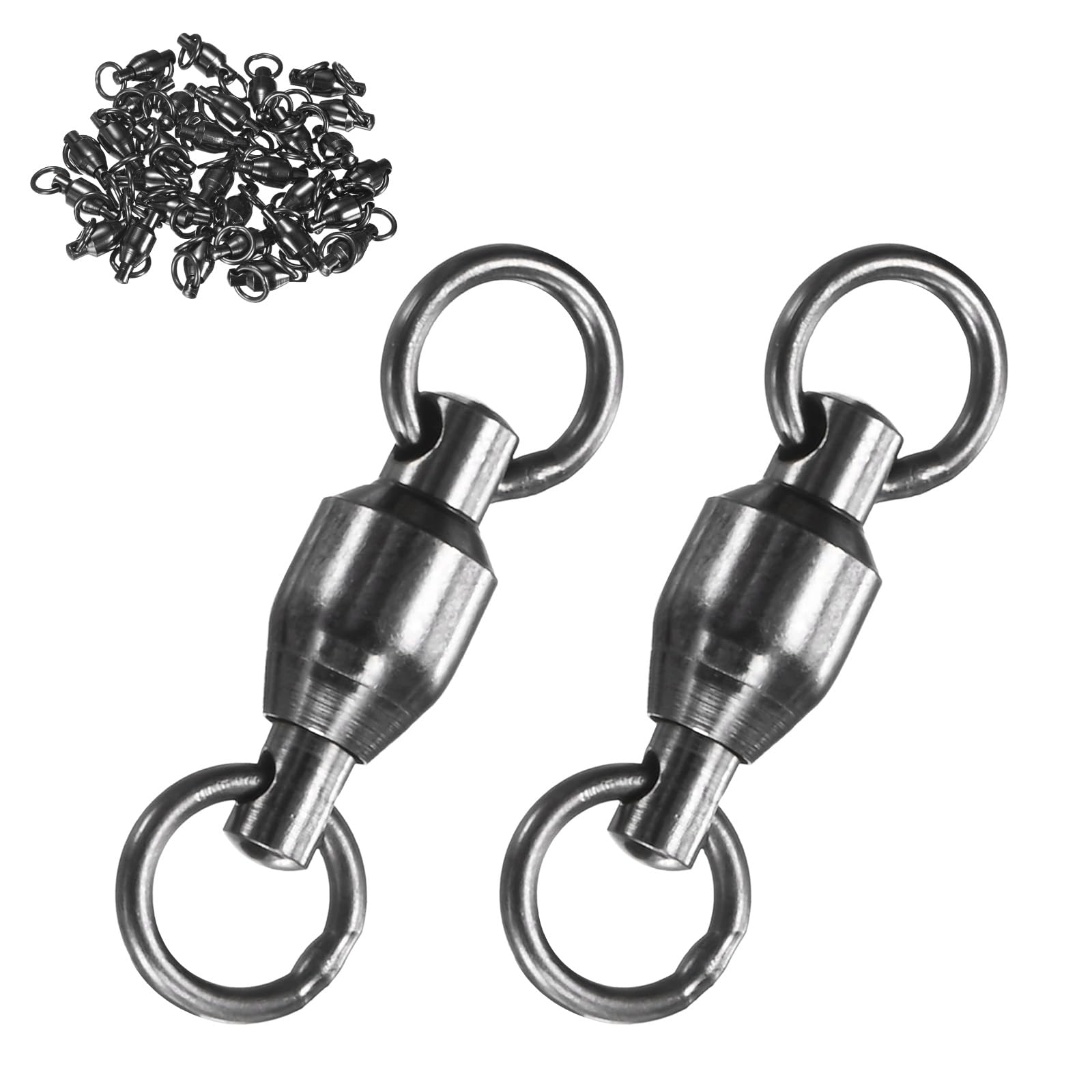 M METERXITY 30-Pack Ball Bearing Fishing Swivels, 4# 0.91In (23mm) Stainless Steel Lure Leader Line Connector for Fishing/Saltwater/Freshwater, High Strength Welded Ring [Black] — image 1