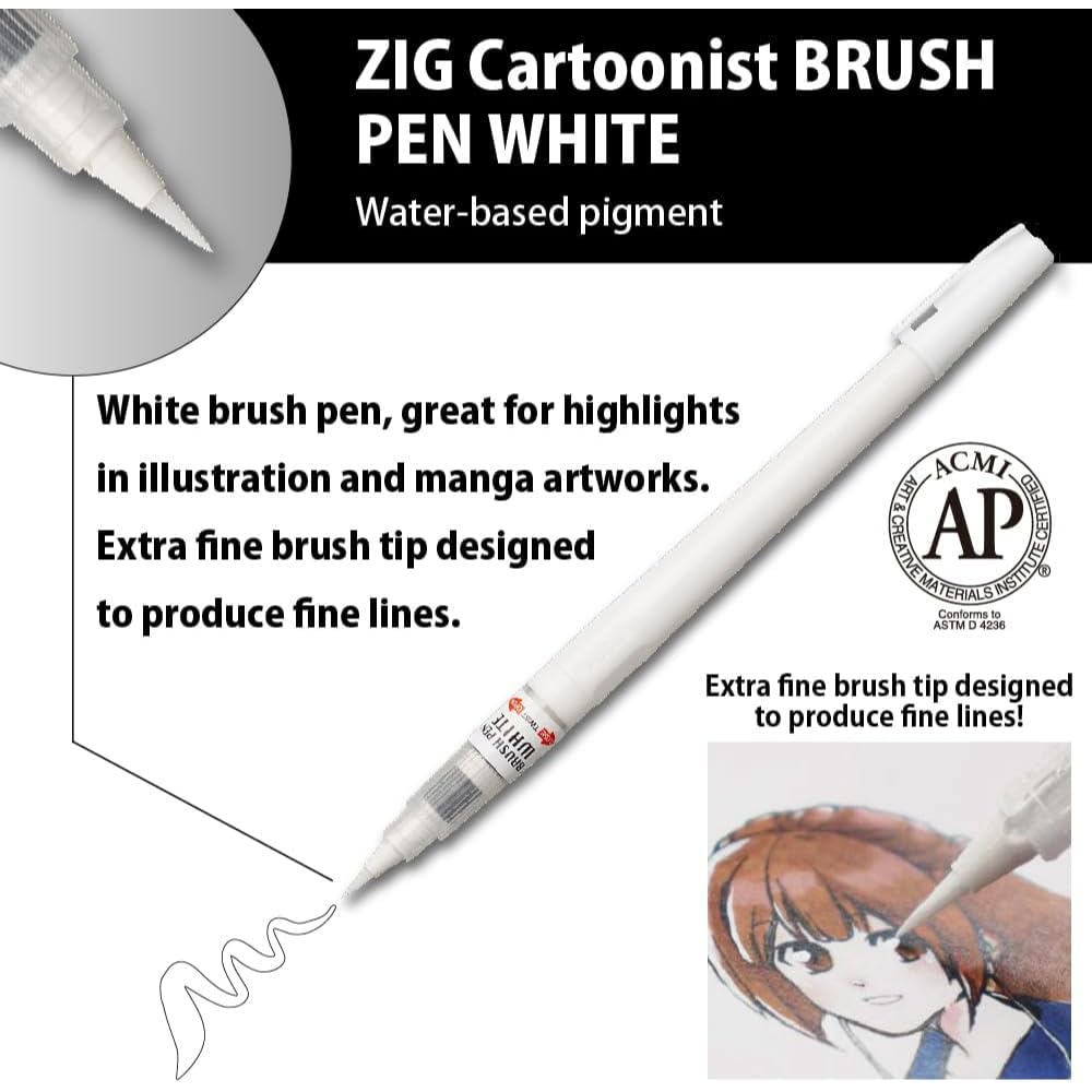 Kuretake ZIG INKTOBER SPECIAL - Juego de 3 bolígrafos ZIG, color blanco, IKTB-24/3V