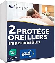 SLEEPZEN Protege Oreiller 50x90 Impermeable (Lot de 2), Protège Oreiller Respirant, Doux et Silencieux, Qualité Supérieure Certifié Oeko-Tex® et GRS®, Coton, Fermeture Zip, Hypoallergénique