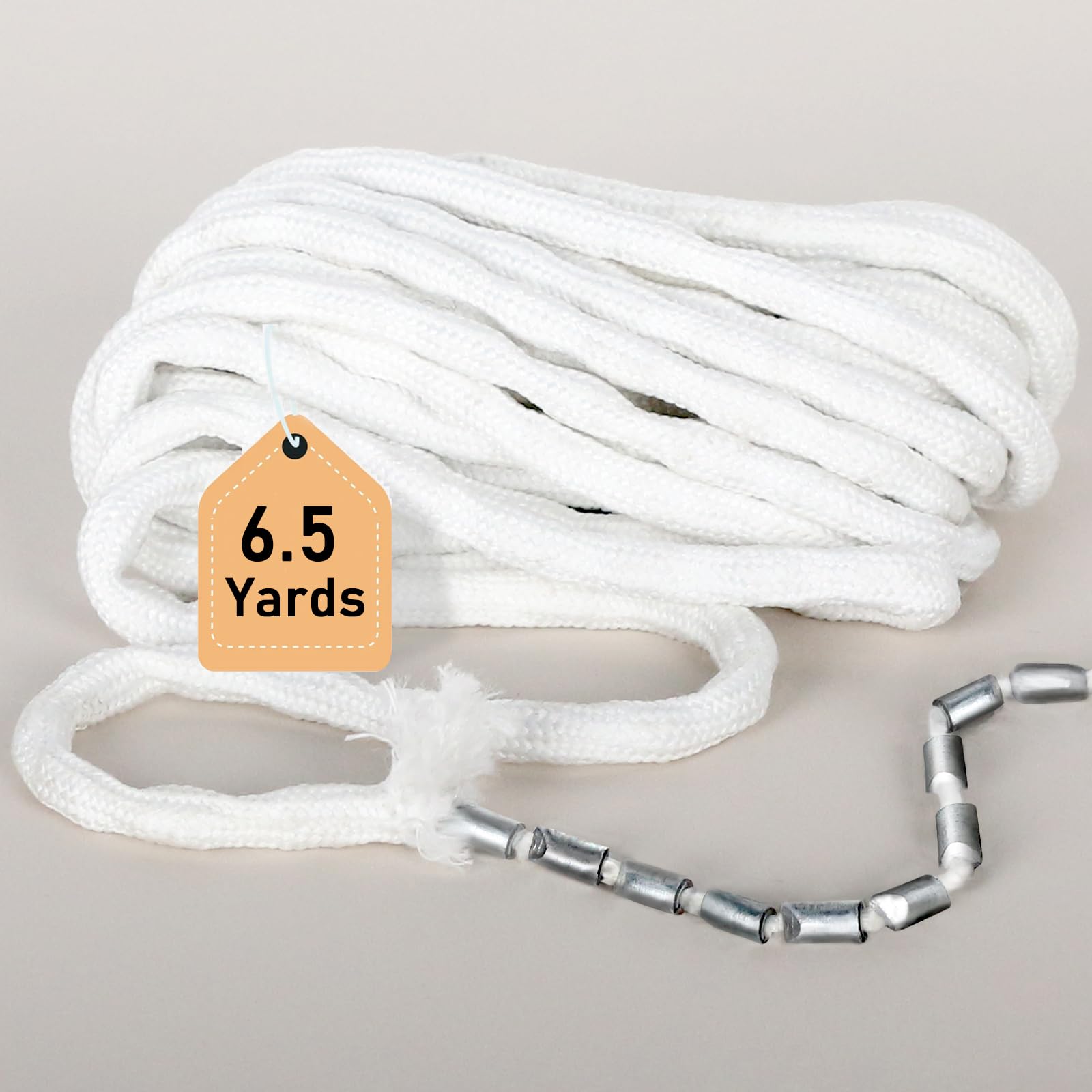 Tusirgre 6.5Yard Curtain Weight Rope, Drapery Weights Tape, Heavy Drapery Weights for Indoor Tulle Fabrics, Weighted Lead Rope Increase Curtain Weight