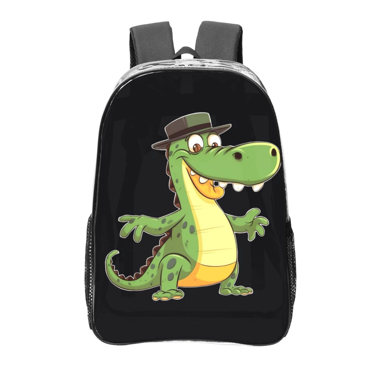 Funny crocodile cartoon Clear Backpack Heavy Duty PVC Transparent Backpack for Concert Work Travel Bag
