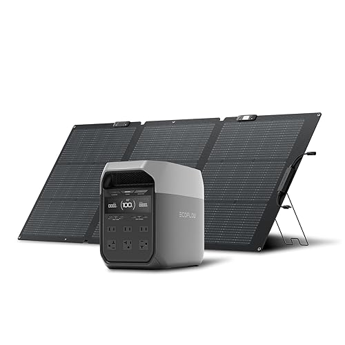 EF ECOFLOW Generador solar Delta 3 con panel solar de 160 W, estación de energía portátil de 1024 Wh, batería LFP de 1800 W AC100 W salida USB-C,