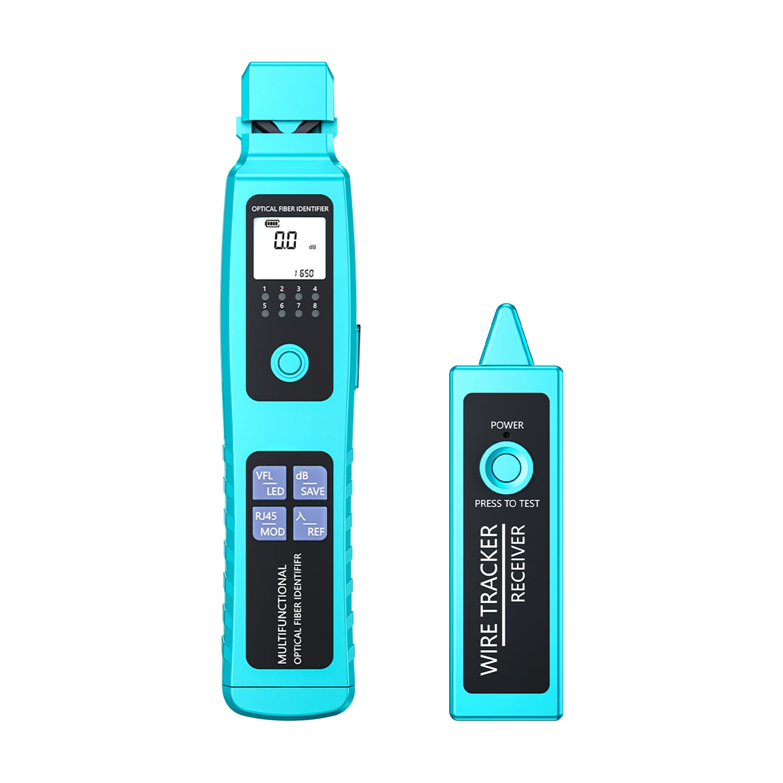 Fiber Optic Identifier, 30mW Fiber Optic Cable Tester with Wire Tracker, 850nm-1650nm VFL and Optical Power Meter OPM Functions, RJ45 Cable Tester, for Network Installation Maintenance