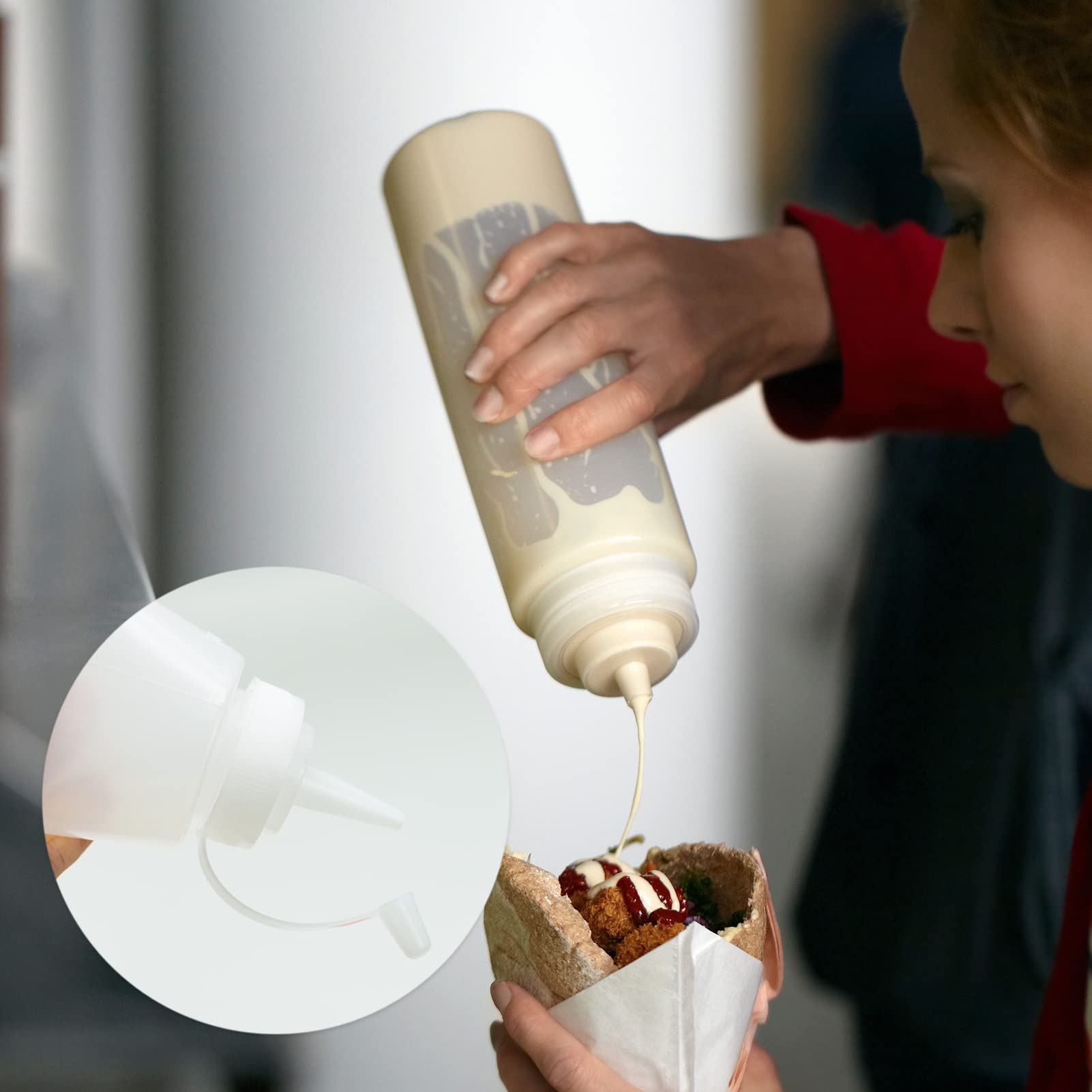 2 Piezas Botella Salsa Exprimible Plastico Transparente, Dispensador Ketchup y Mostaza Squeeze Bottle 250ml