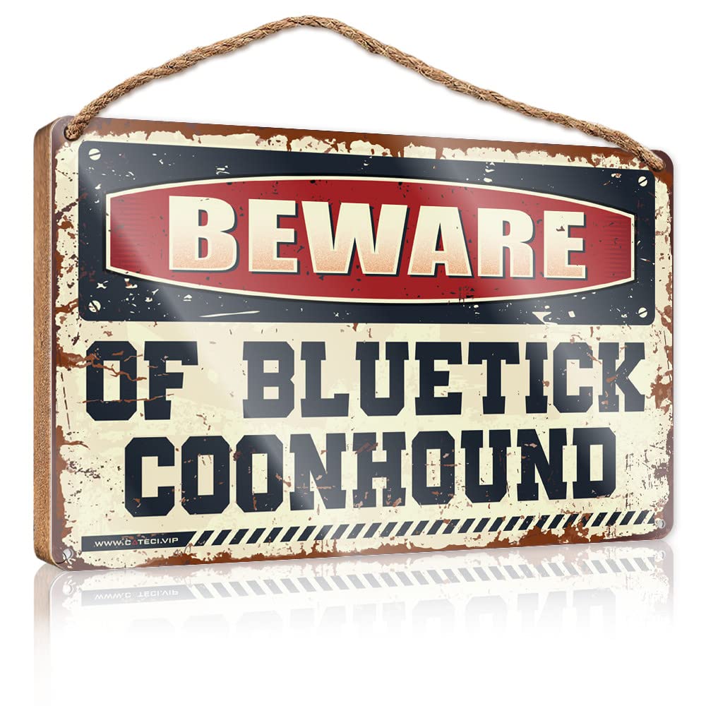 Wood Door Sign Beware Of Bluetick Coonhound Wooden Sign Outdoor Signs And Decor Pool Decorations Outdoor(23X35CM)