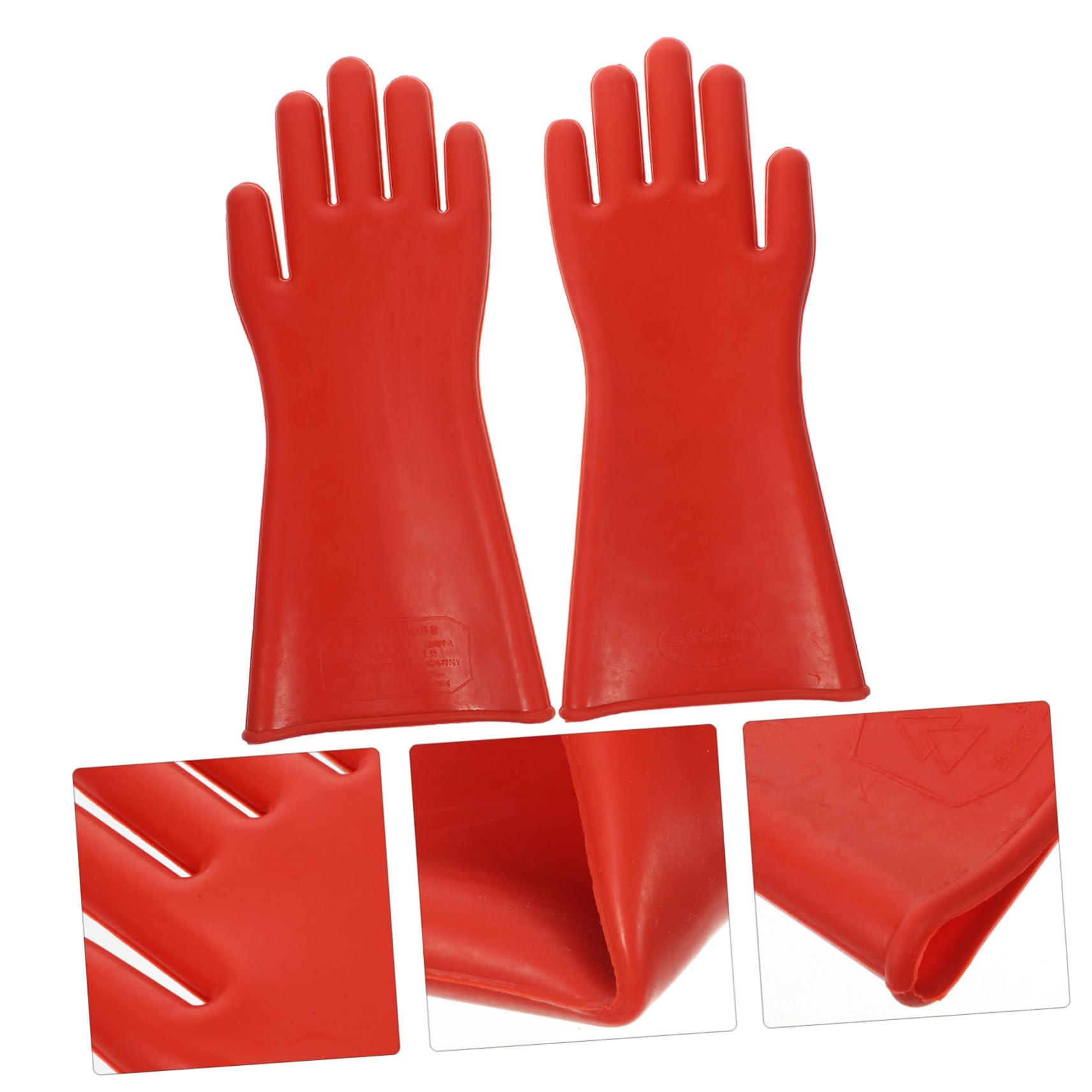 Homoyoyo Guantes Aislantes Eléctricos de Goma Roja para Electricista, Protección de Aislamiento y Flexibilidad Ligera para Trabajos de Alto Voltaje