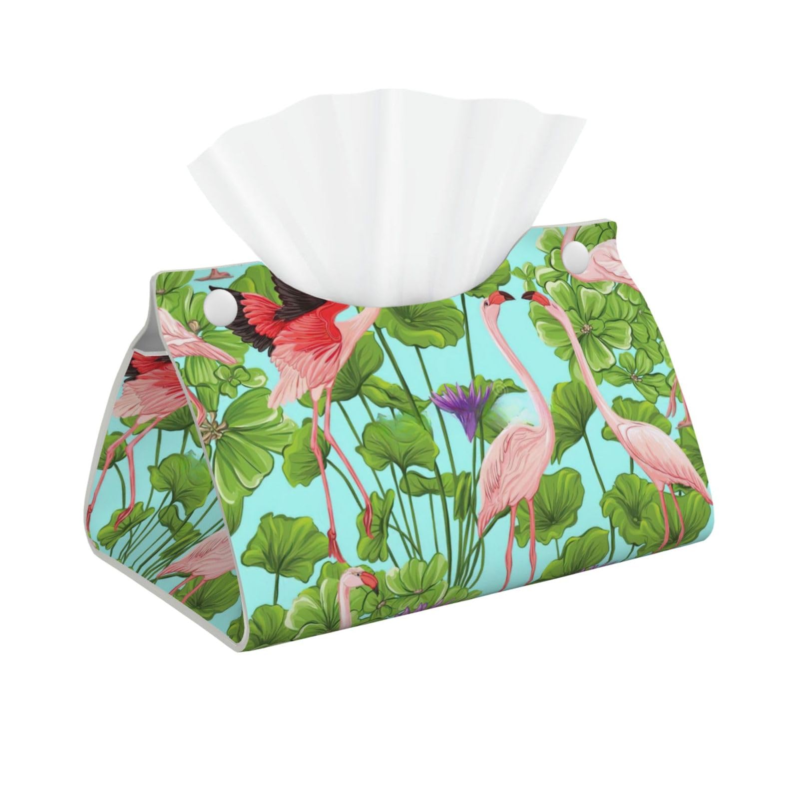 Flamingo Love Flowers Print Long Tissue Box Cover Tissue Dispenser Box For Living Room, Office, Car, Bathroom