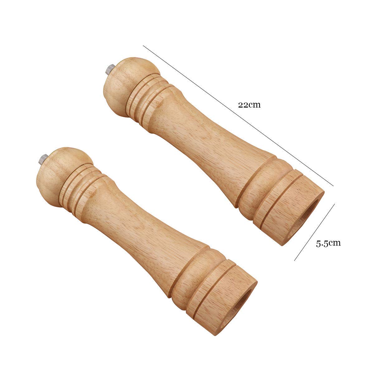 sdneNest Set macina sale e pepe in legno moderno con anima in ceramica regolabile, macinino sale e pepe per cucina, confezione da 2 pezzi, 12,7 cm, naturale, 12,7 cm