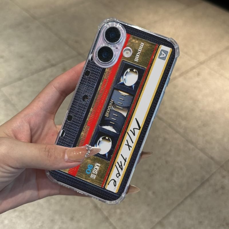 Compatible with iPhone 15 Pro Case Music Cassette Tape Case,Clear Shockproof Slim TPU Protective Bumper Phone Case image 5