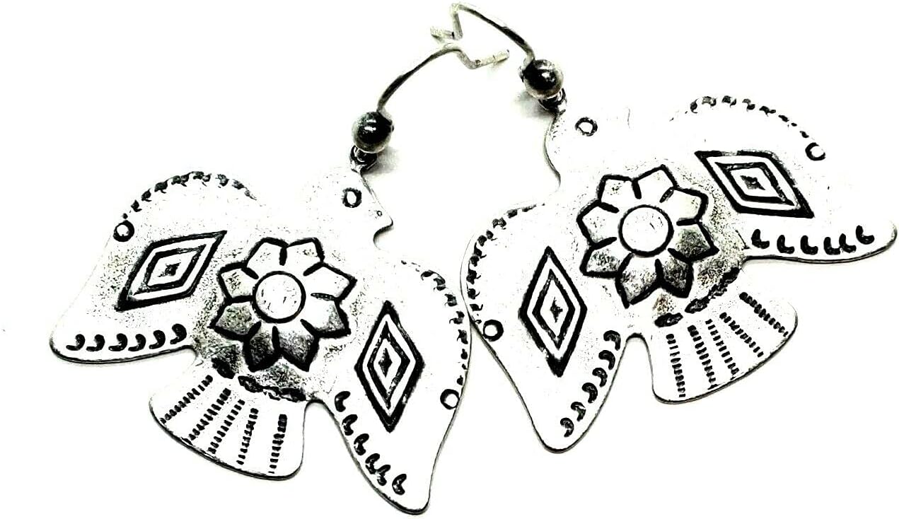 Handmade Oxidized Silver Southwest Thunderbird Earrings