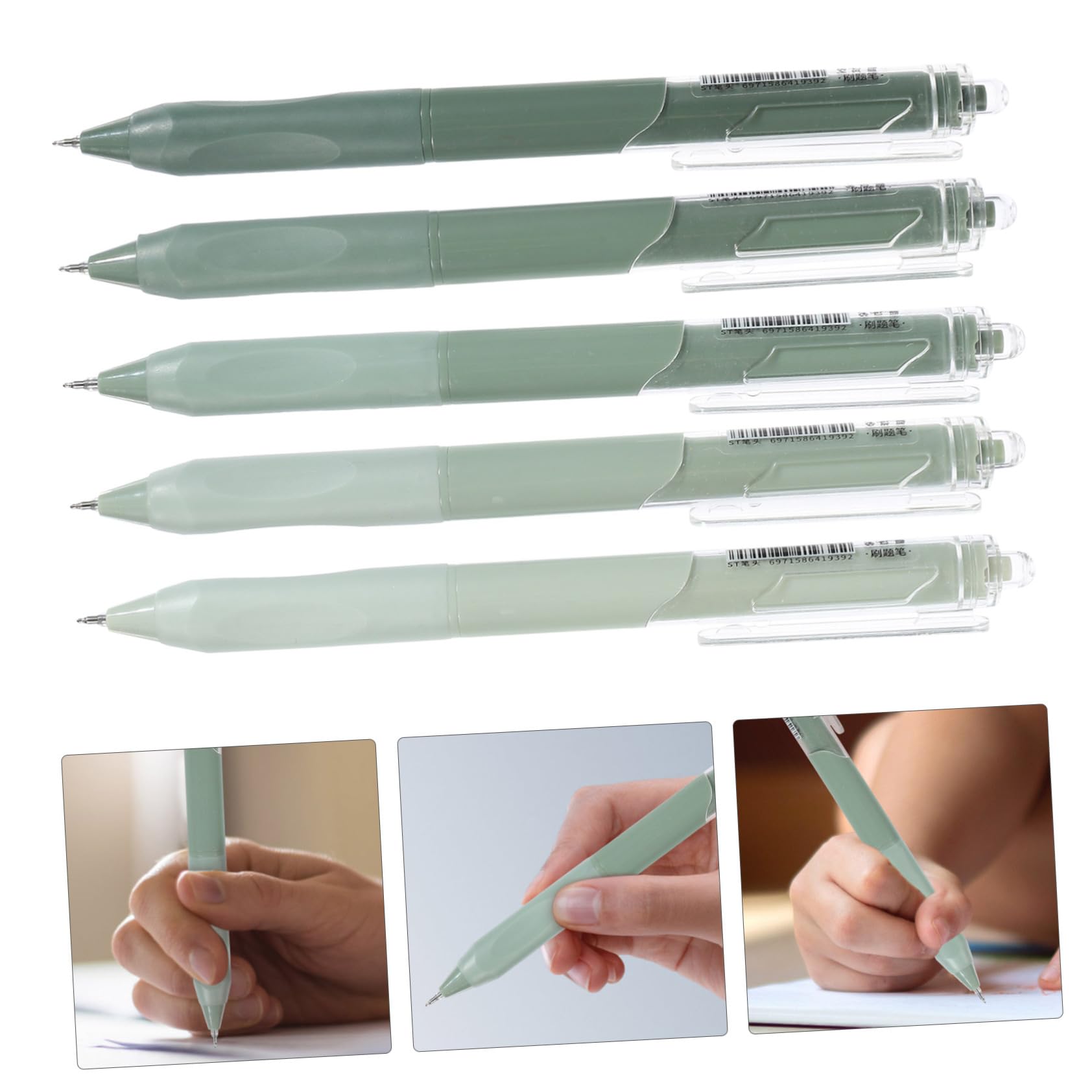 VILLCASE 5 Series Pluma De Gel Bolígrafos De Tinta De Gel De Bien Liso Bolígrafos Negros Bolígrafos De Tinta Para Escribir Pluma De Examen Verde El Plastico 5 Piezas X 5