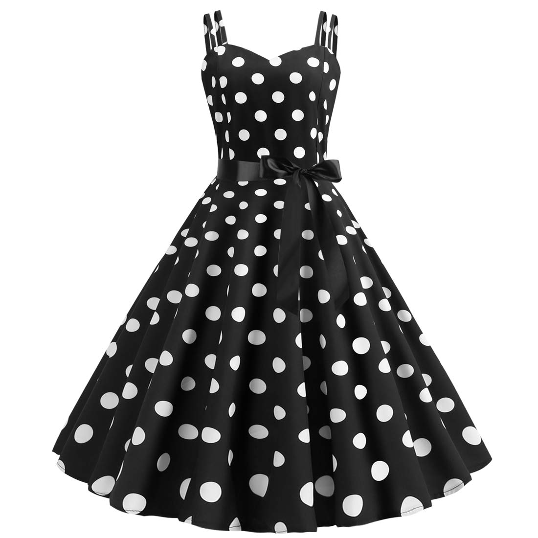 Robes Rockabilly pour femme vintage rétro années 50 été à bretelles spaghetti polka à pois swing jupe plissée robe de soirée robe coctail
