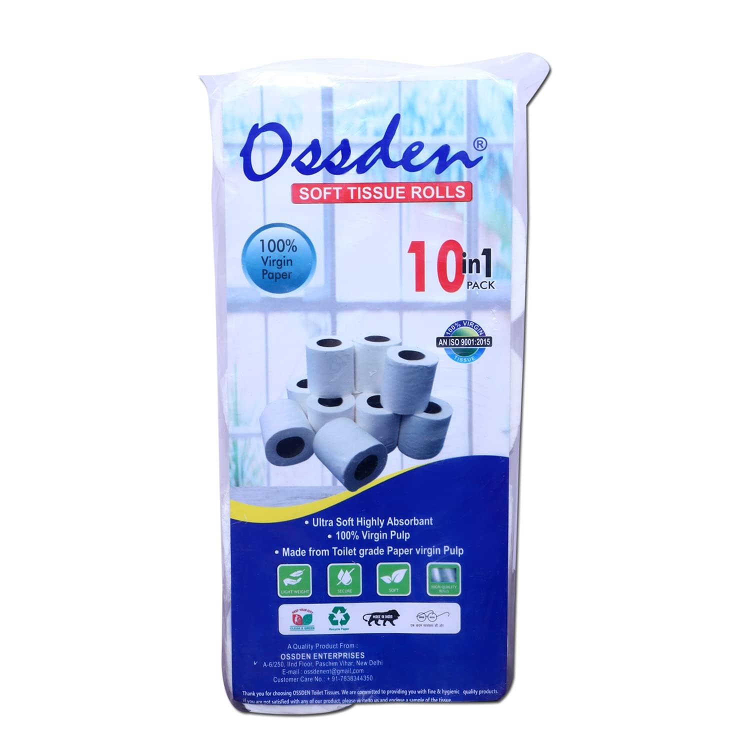 Ossden Toilet Tissue 2 ply Toilet Paper 10 Toilet Rolls 10 in 1 Toilet Tissue Sheets Pack Of 1