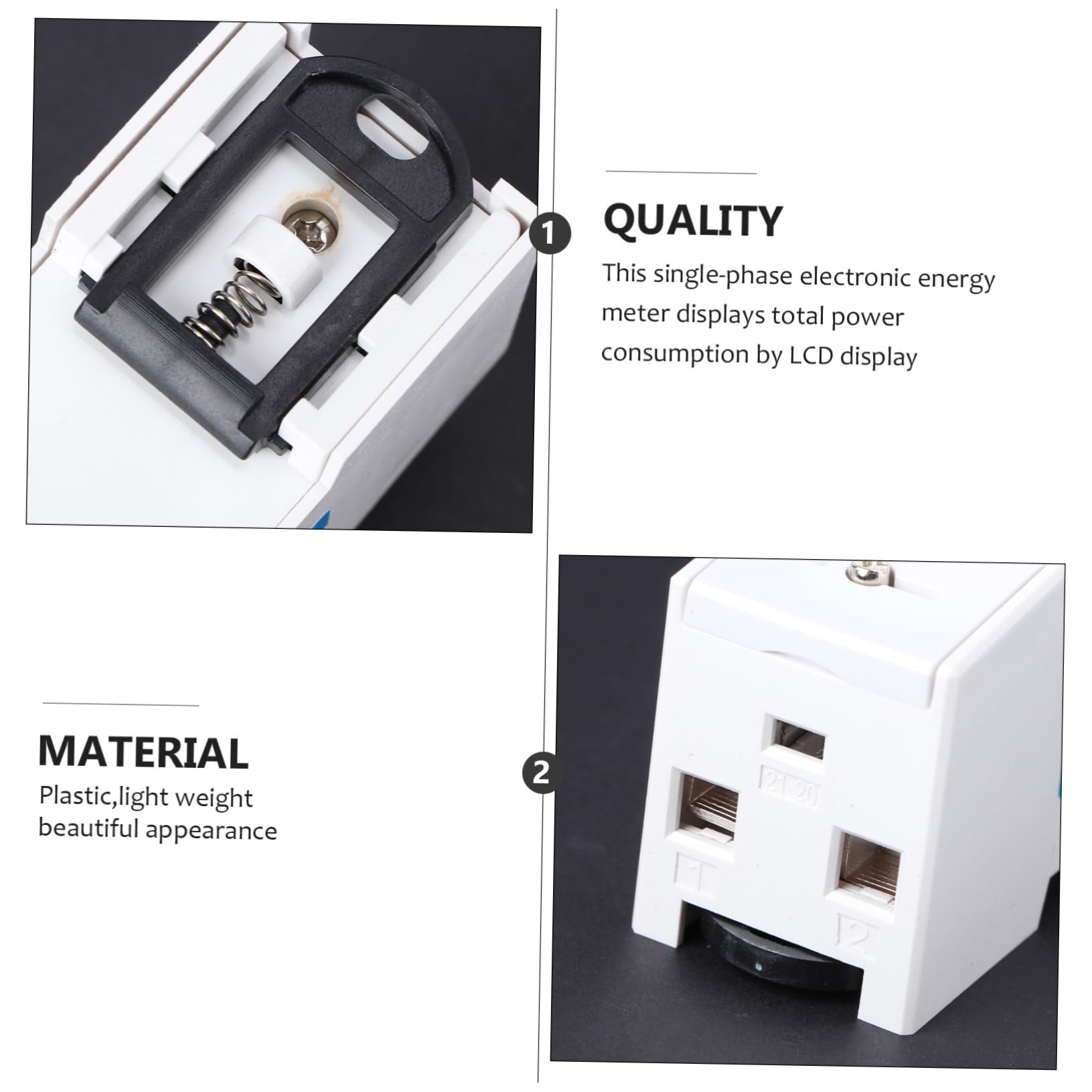 Contatore Elettrico Monofase 220/5a Display Lcd, Plastico Bianco | Misuratore Consumi Elettrici Monofase, Installazione Fissa Indoor, Capacità 80a, Standard Gb/t17215. 321-2008