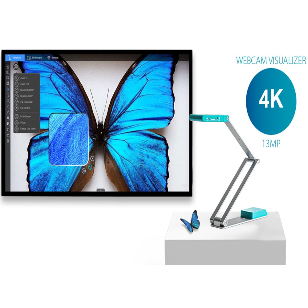 IRIScan Visualizer 7 Caméra Document 4K 13MP Gris Vert, Scanner A3 Portable pour Éducation et Visioconférence, USB Compatible Windows et Mac