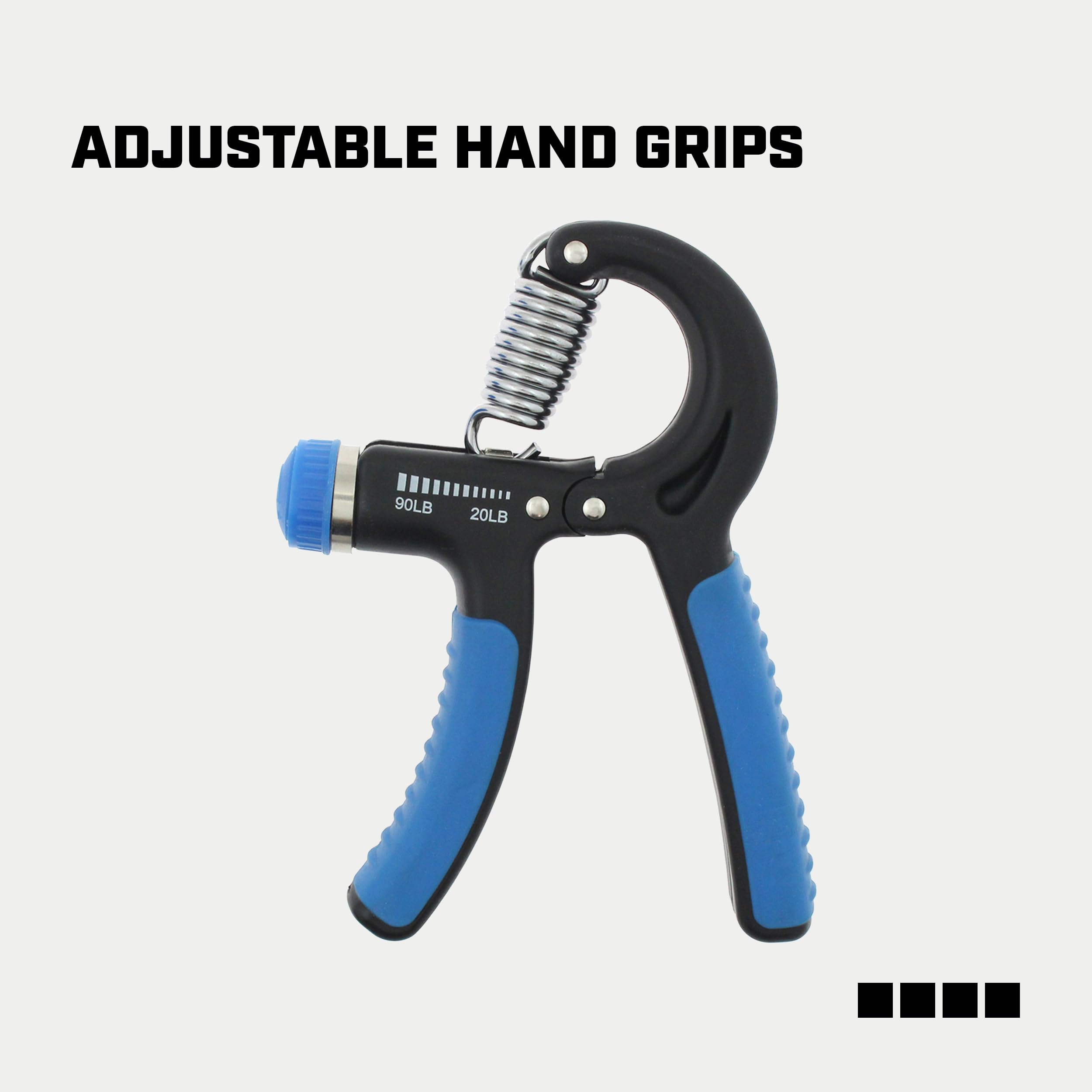 Capelli Sport Mangos de mano, ejercitador de dedos ajustable con asas ergonómicas, 20-90 libras, azul/negro