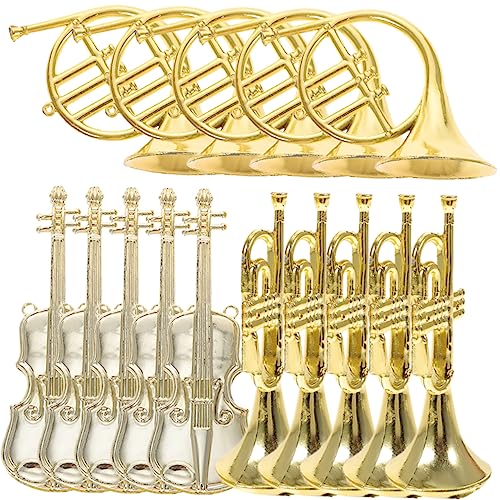 ibasenice Mini Musical Instruments Set Violin Trumpet Christmas Tree Decor Xmas Ornaments