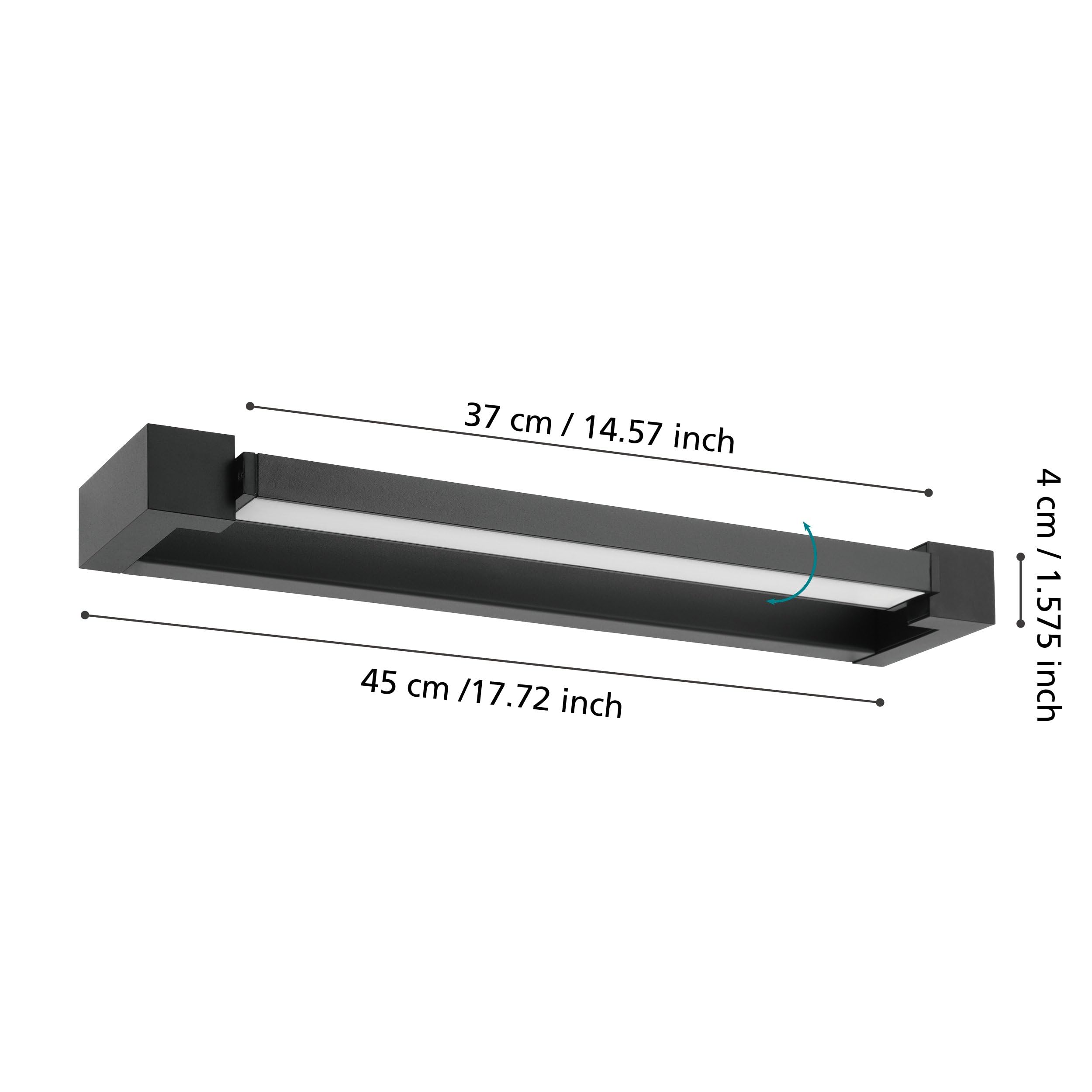 EGLO LED aplique Gemiliana, lámpara de espejo de baño metal negro | y plástico blanco, iluminación blanco neutro, IP44