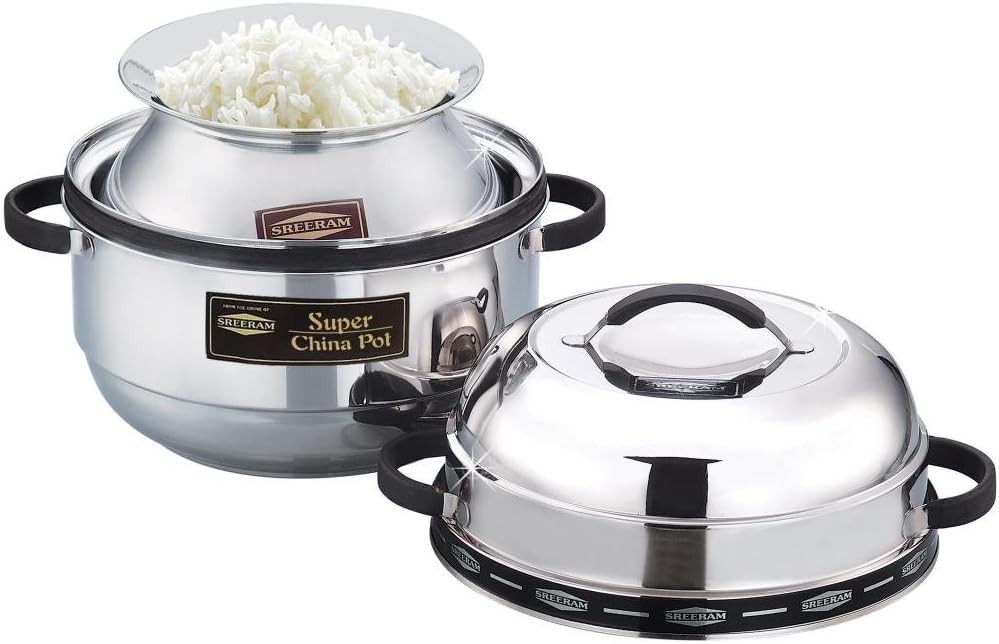SREERAM Stainless Steel Super China Pot Thermal Rice Cooker (Large, 1 Kg)
