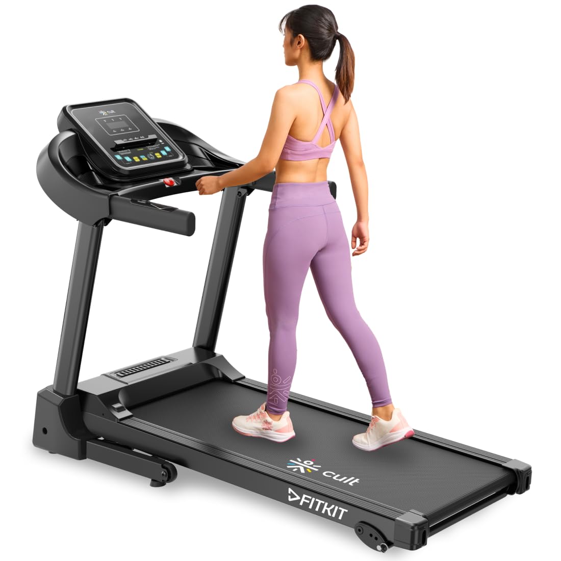 Fitkit by Cult TurboRun BLDC Motor Treadmill Peak) Max  Speed, 110kg Weight Capacity 12 Preset Programs, LED Display  AUX/MP3/USB