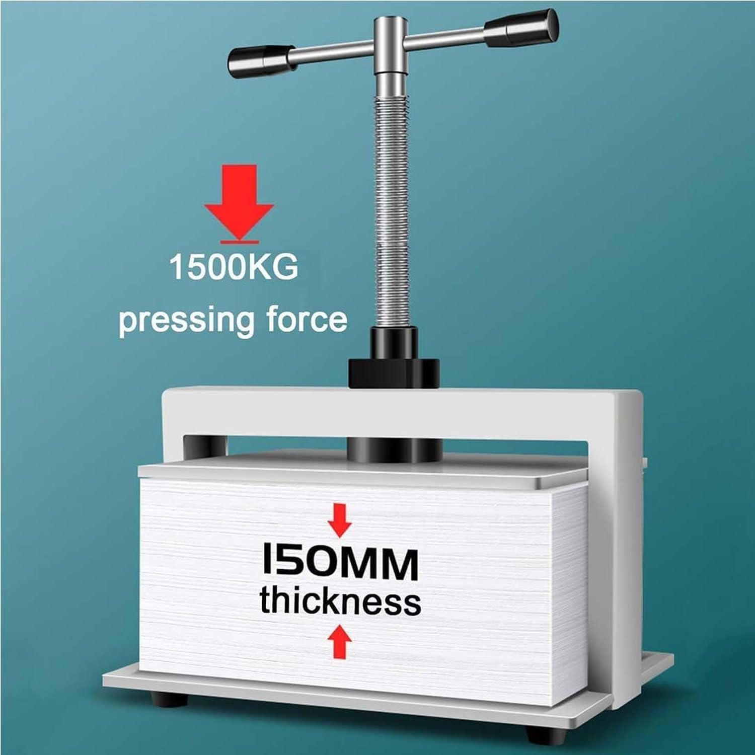 Pressa Manuale per Carta A4, Spianatrice di Carta da 140 Mm, Pressione di 1500 kg Rilegatrice in Acciaio Inossidabile, Spianatrice di Carta Rotativa per Carichi Pesanti per Giornali, Libri