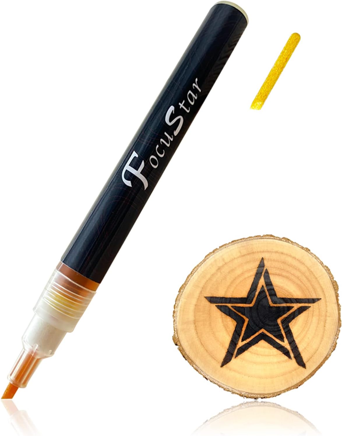 FocuStar Wood Burning Pen Tool - Scorch Pen Marker for Crafting & Stencil Wood Burning, Chemical Wood Burner Set with Oblique Tip and Bullet Tip, Accurately & Easily Burn Designs on Wood