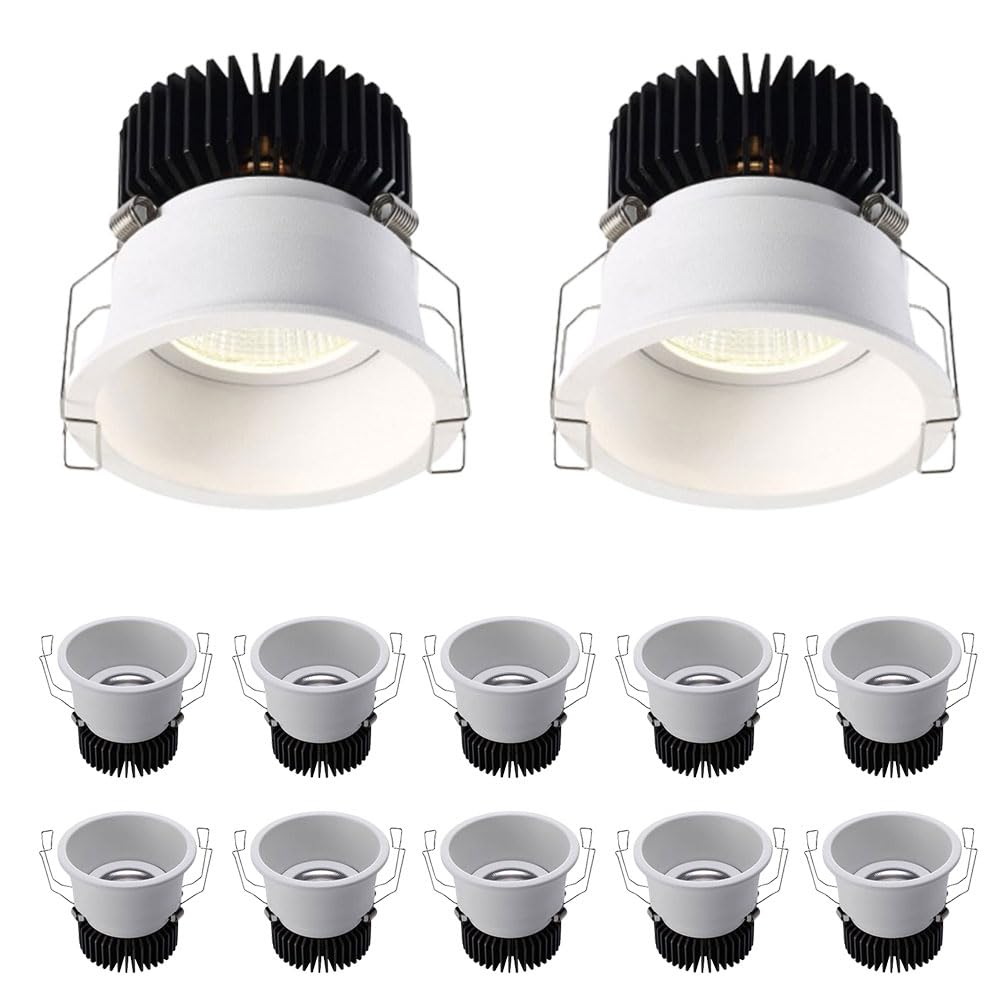 JKJZSALJ 12 Pack Led Recessed Light Retrofit,3000K/4000K/6000K Selectable,Dimmable Can Lights With Baffle Trim,6W,Adjustable Gimbal Retrofit Spotlight,30 ° Adjustable Angle,White
