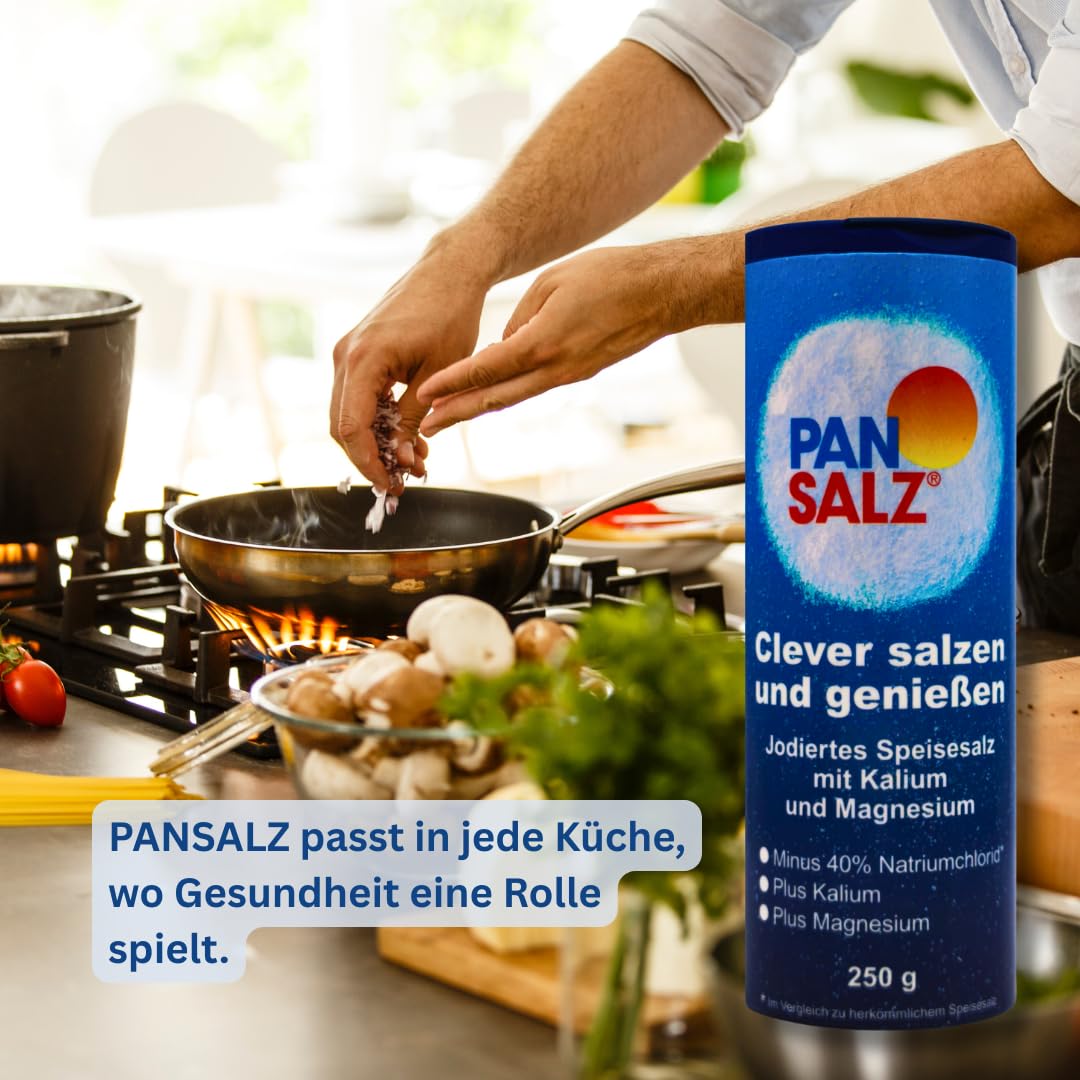 Pansalz 2x 250 g I jodiertes Speisesalz mit Kalium und Magnesium I Mineralsalzmischung I Herzgesundheit I weniger Natrium I Spar-Set plus Pharma Perle give-away