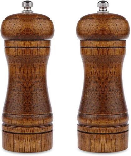 Molinillo de pimienta  Molinillo de pimienta de 5 pulgadas, molinillo de pimienta recargable, juego de molinillo de sal y pimienta de roble,