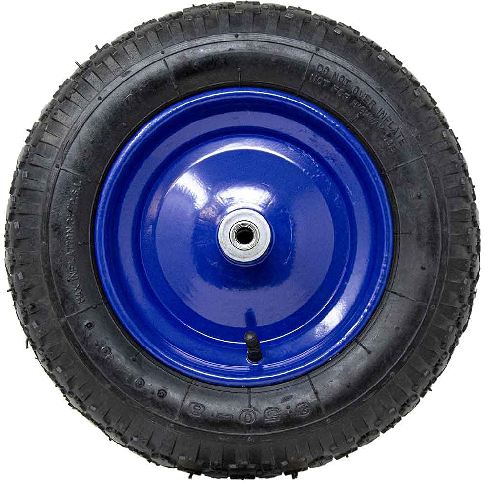 Bakaji Ruota Pneumatica per carriola Gomma ad Aria 4 Strati 3.50-8 Battistrada Scolpito Diametro 35cm Larghezza 9cm Cerchio in Acciaio con Asse da 170 mm Incluso Ruote Ricambio Carriole
