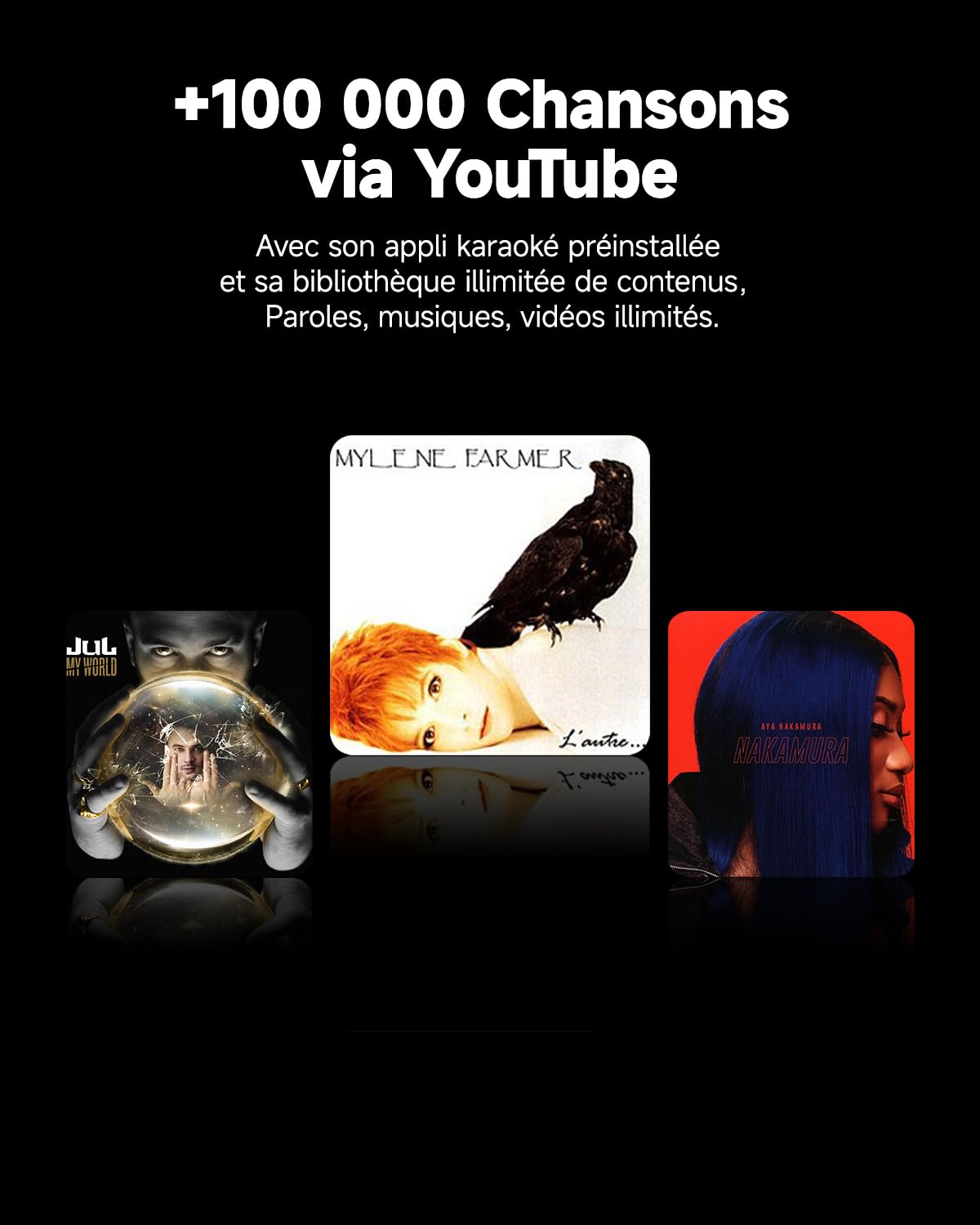 Karaoké Adulte avec Écran, Haut-Parleur Bluetooth Portable Karaoke pour Adultes avec 2 Microphones sans Fil, Système PA pour Adultes et Enfants avec Lumières LED pour Les Fêtes-Break X2 Noir