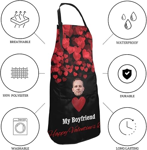 Miniatura 22 de Delantal personalizado para hombres y mujeres, delantal ajustable unisex con bolsillos, delantales personalizados para cocinero y chef Cocina