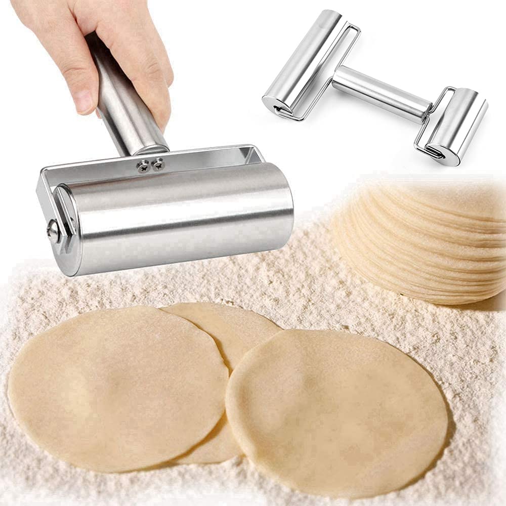 Rouleau Pizza Inoxydable Rouleau à Pâtisserie Double En Acier Inoxydable - Pour Pâte, Pizza, Tarte Mattarello Con Spessori