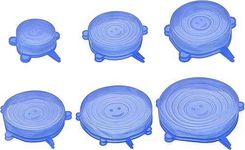 uxcell Tapas elásticas de silicona, 2 juegos, fundas reutilizables y duraderas de silicona para tazones y fundas de alimentos (blanco)